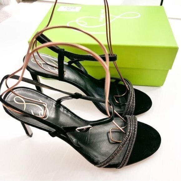 Sam Edelman Heels womens size 10 Black Crystal Daisie Ankle Strapped Sandals - Picture 13 of 13